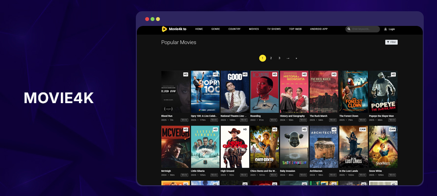 Movie4K official banner showing HD streaming of movies and series online